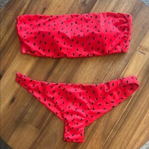 Billabong Red and Black Bikini Set Small